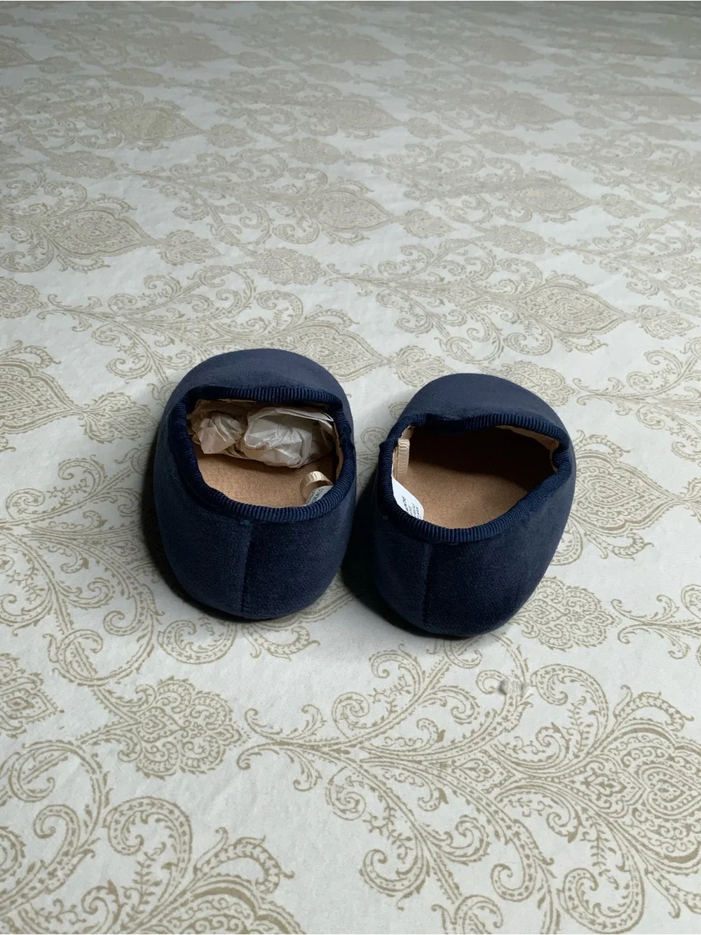 Janie and Jack Navy Blue Velvet Baby Loafers 0-3 Months Like New